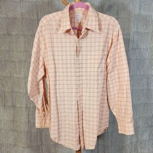 Brooks Brothers Original $118 Large Traditional Fit 100% Cotton Yellow Red Plaid
